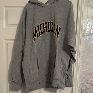 MICHI Gray Hooded Sweatshirt with Black and Yellow Michigan Logo